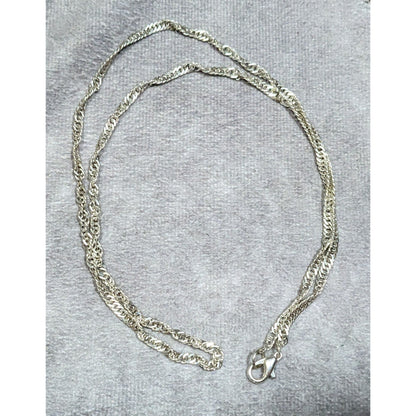 Classic Elegant Twisted Bright Silver Tone Wheat Chain