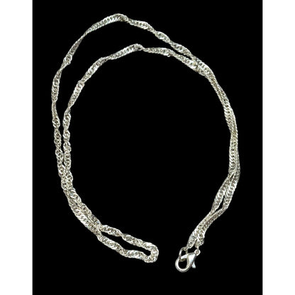 Classic Elegant Twisted Bright Silver Tone Wheat Chain