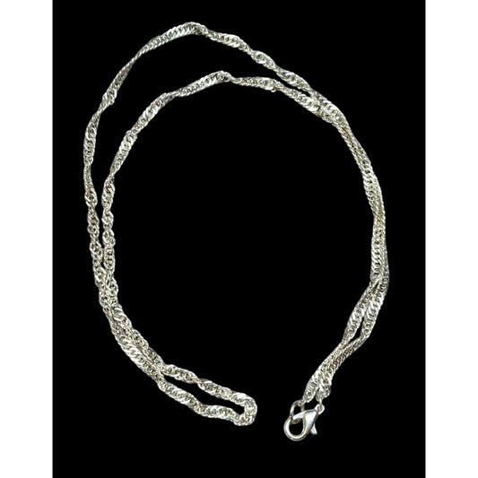 Classic Elegant Twisted Bright Silver Tone Wheat Chain