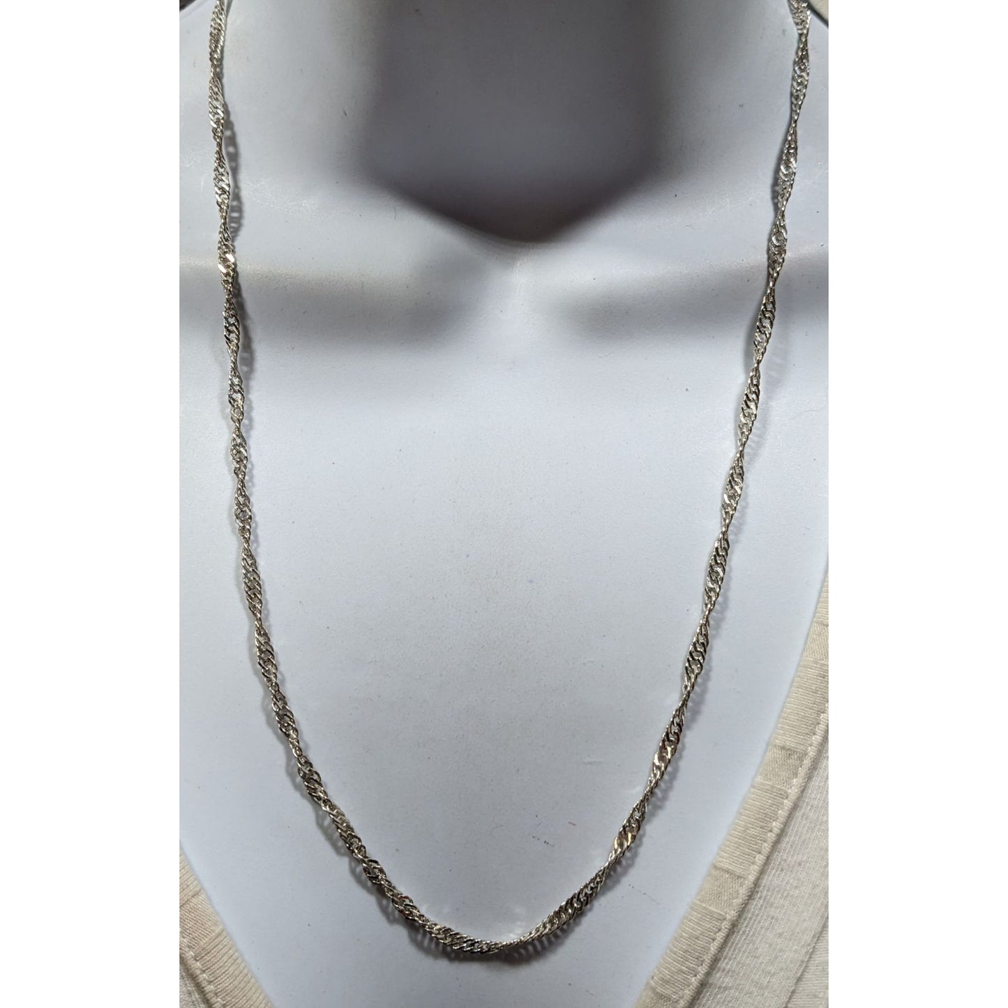 Classic Elegant Twisted Bright Silver Tone Wheat Chain