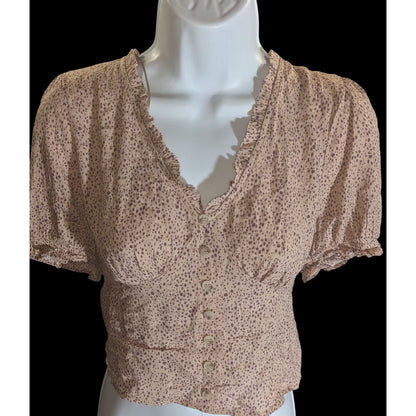 Paper Crane Speckled Top Pink Romantic Springwear Feminine Blouse