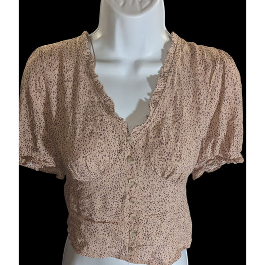 Paper Crane Speckled Top Pink Romantic Springwear Feminine Blouse