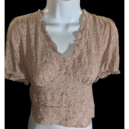 Paper Crane Speckled Top Pink Romantic Springwear Feminine Blouse