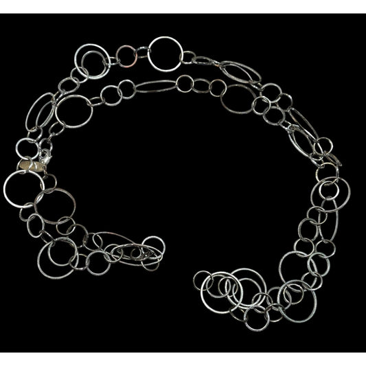 New York & Company Silver Tone Open Ring Chain Necklace