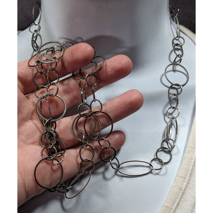 New York & Company Silver Tone Open Ring Chain Necklace