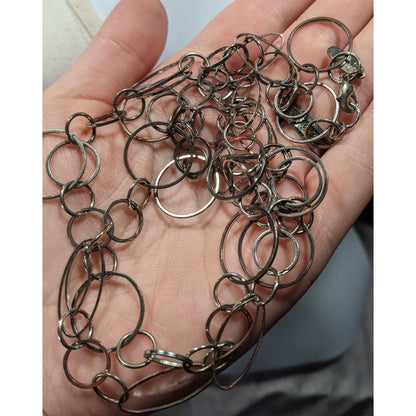 New York & Company Silver Tone Open Ring Chain Necklace