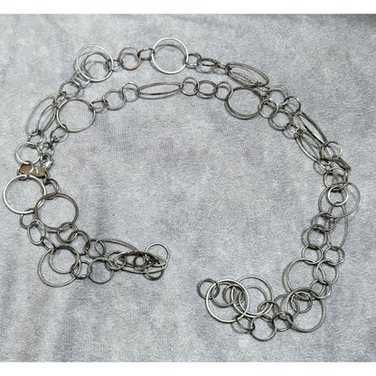 New York & Company Silver Tone Open Ring Chain Necklace