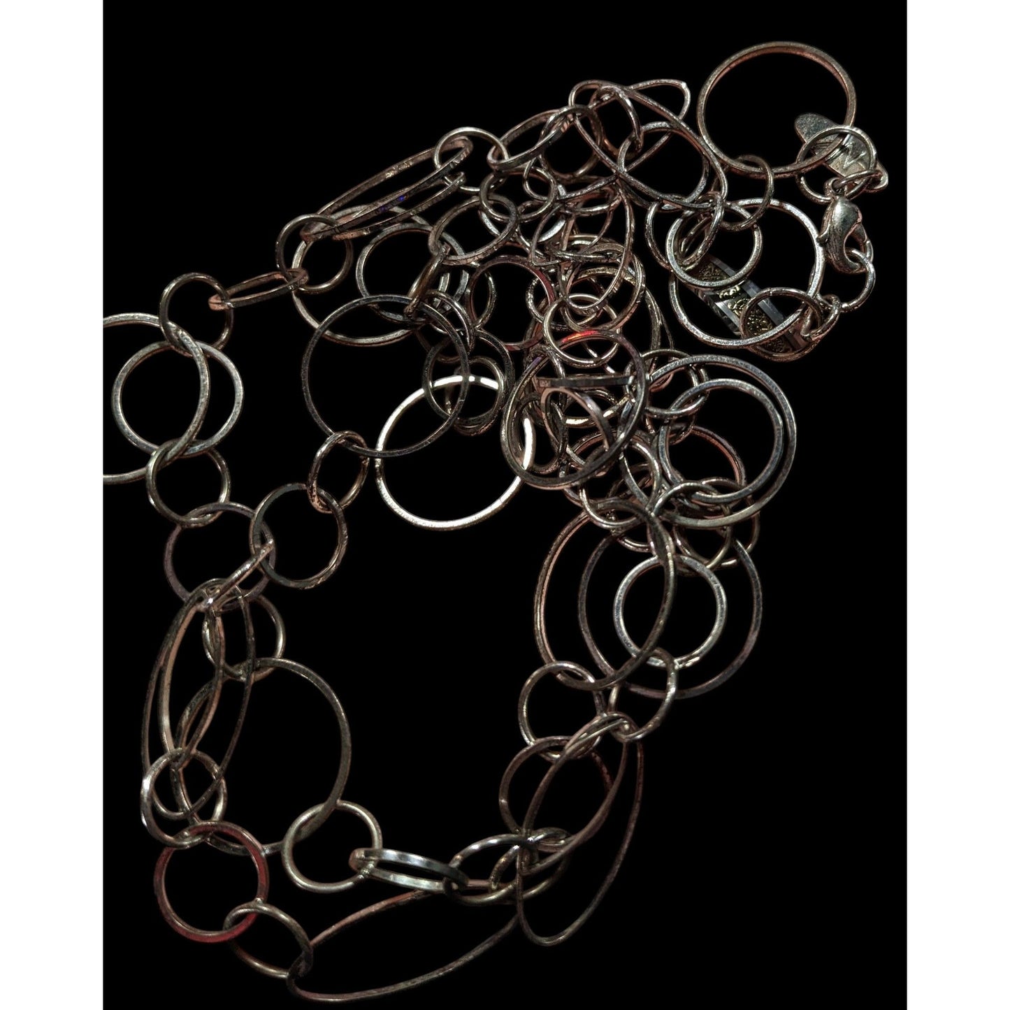 New York & Company Silver Tone Open Ring Chain Necklace