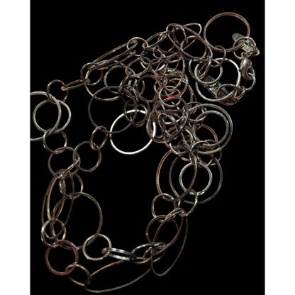 New York & Company Silver Tone Open Ring Chain Necklace