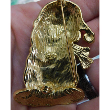 Vintage SFJ Christmas Penguin Holding Gift Brooch