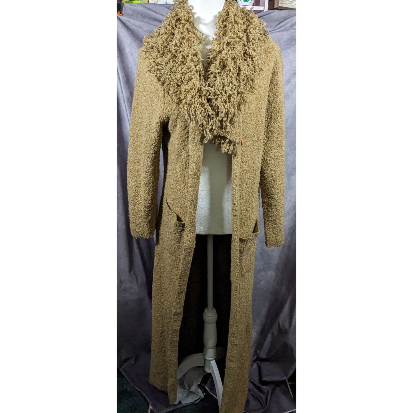 Vintage Michelle Nicole Ruffle Neck Duster Cardigan Size XL