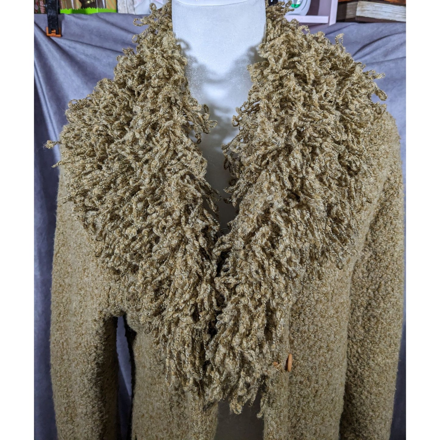 Vintage Michelle Nicole Ruffle Neck Duster Cardigan Size XL