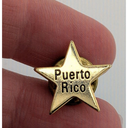 Puerto Rico Souvenir Gold Tone Star Lapel Pin