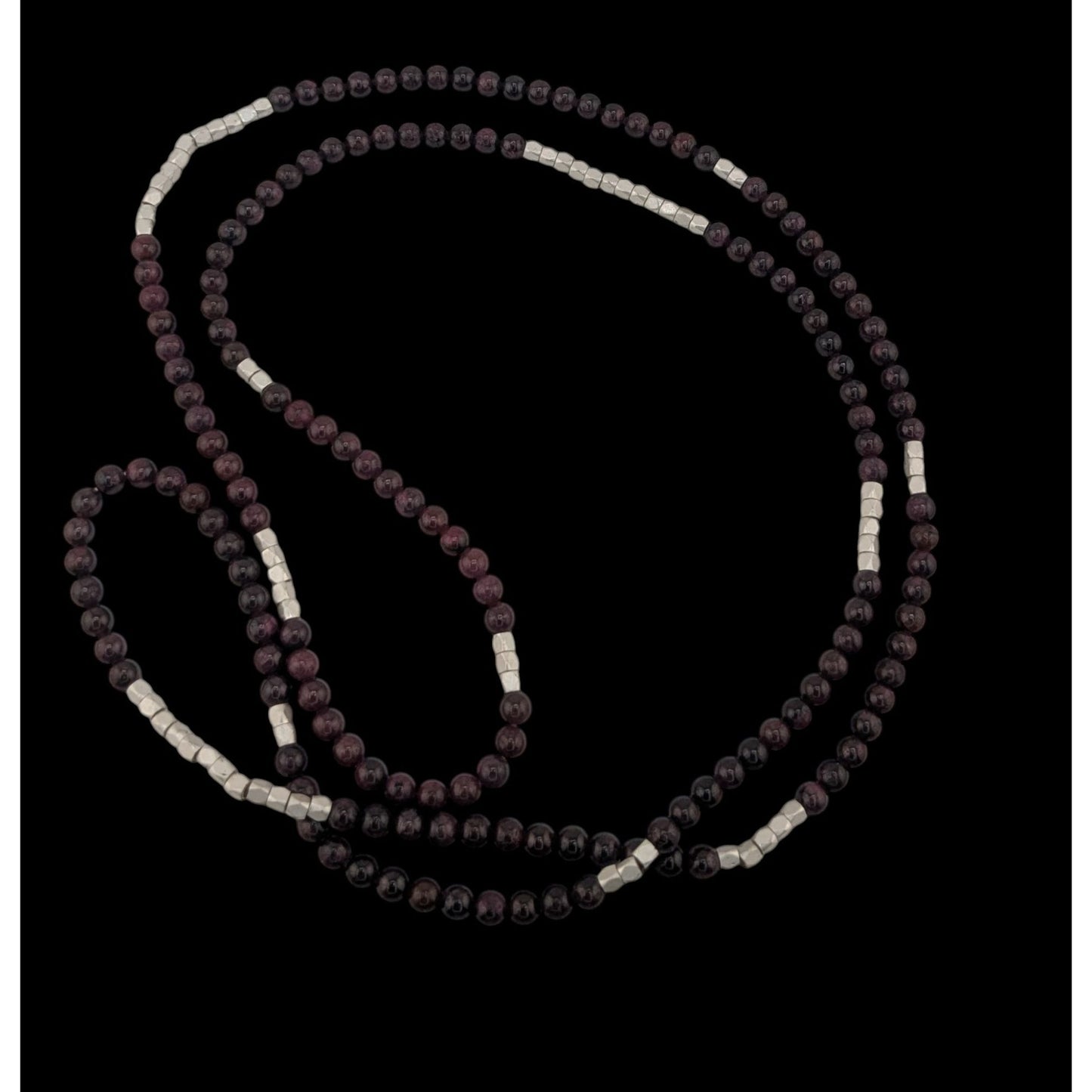 Bohemian Purple Agate Stretch Necklace With Silver Tone Accents