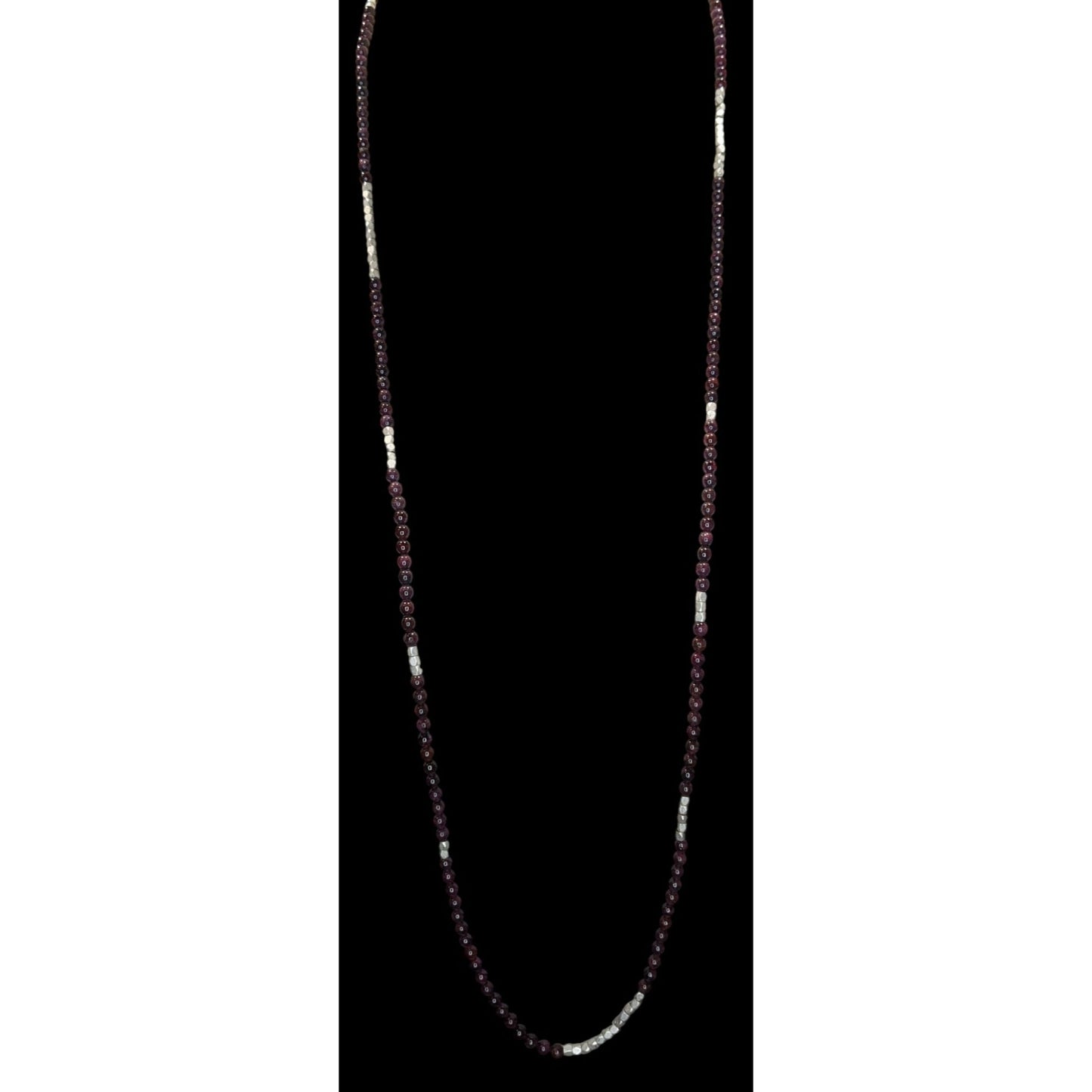 Bohemian Purple Agate Stretch Necklace With Silver Tone Accents
