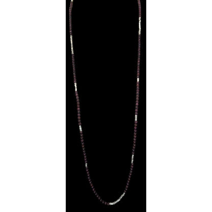Bohemian Purple Agate Stretch Necklace With Silver Tone Accents