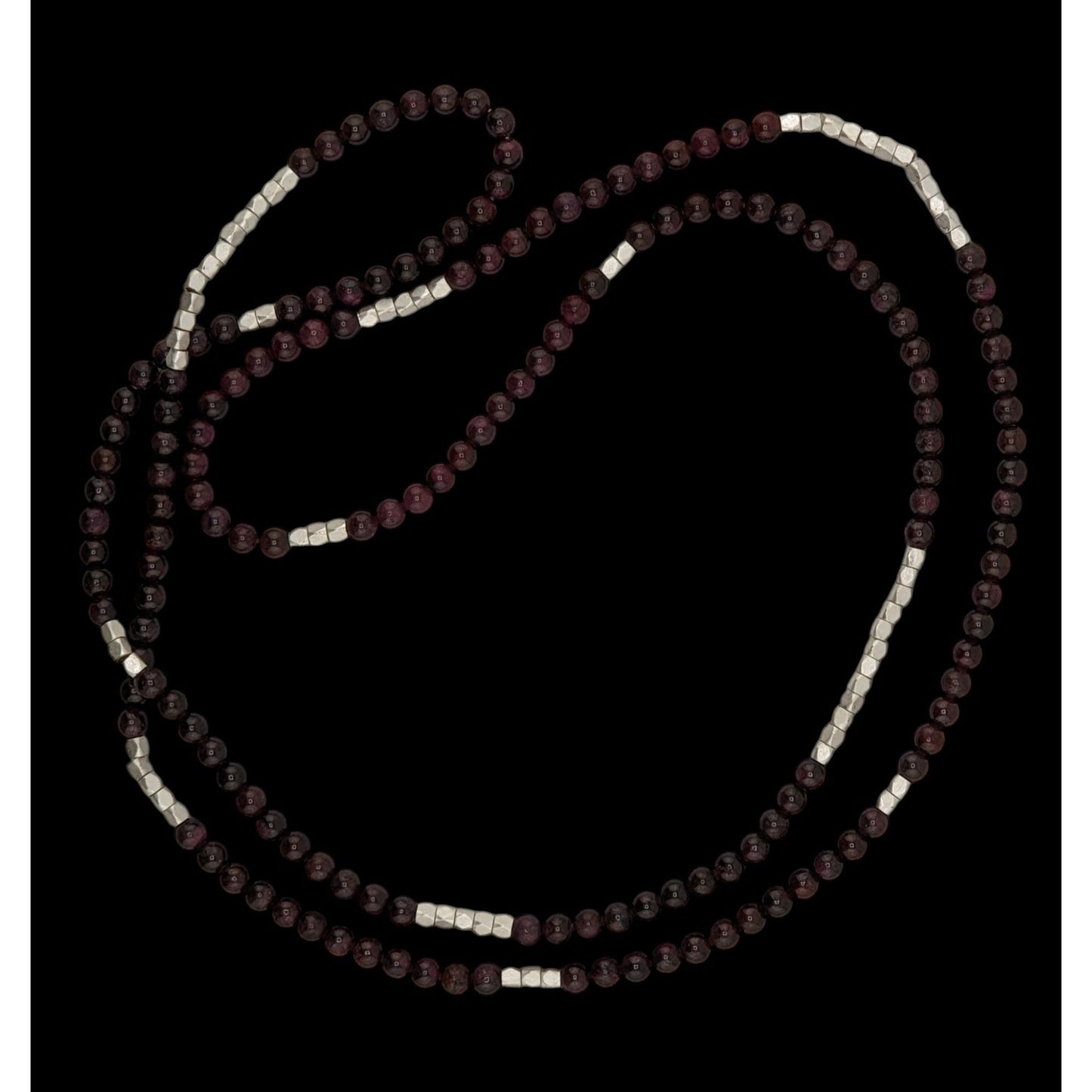 Bohemian Purple Agate Stretch Necklace With Silver Tone Accents