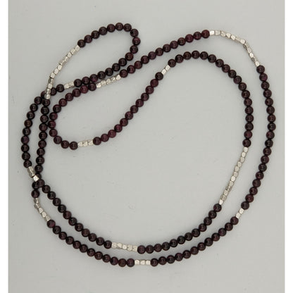 Bohemian Purple Agate Stretch Necklace With Silver Tone Accents