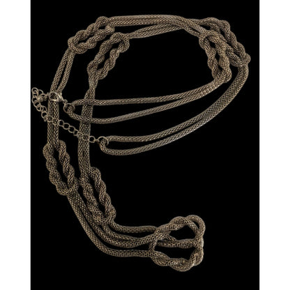 Vintage Glam Metal Mesh Gold Tone Knot Necklace 32 Inch