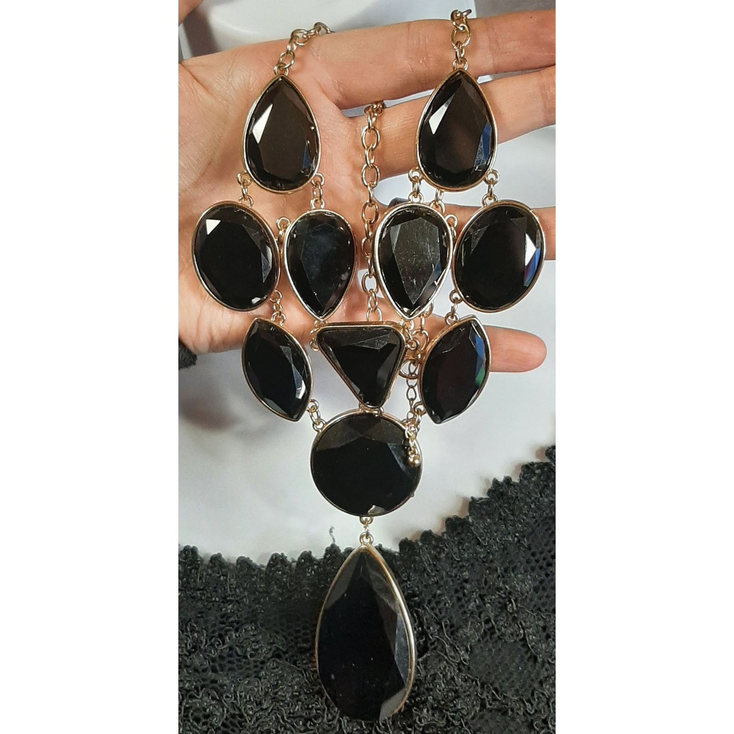 Glam Goth Black Statement Necklace