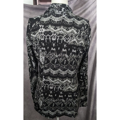 Dressbarn Black And Grey Abstract Print Cardigan