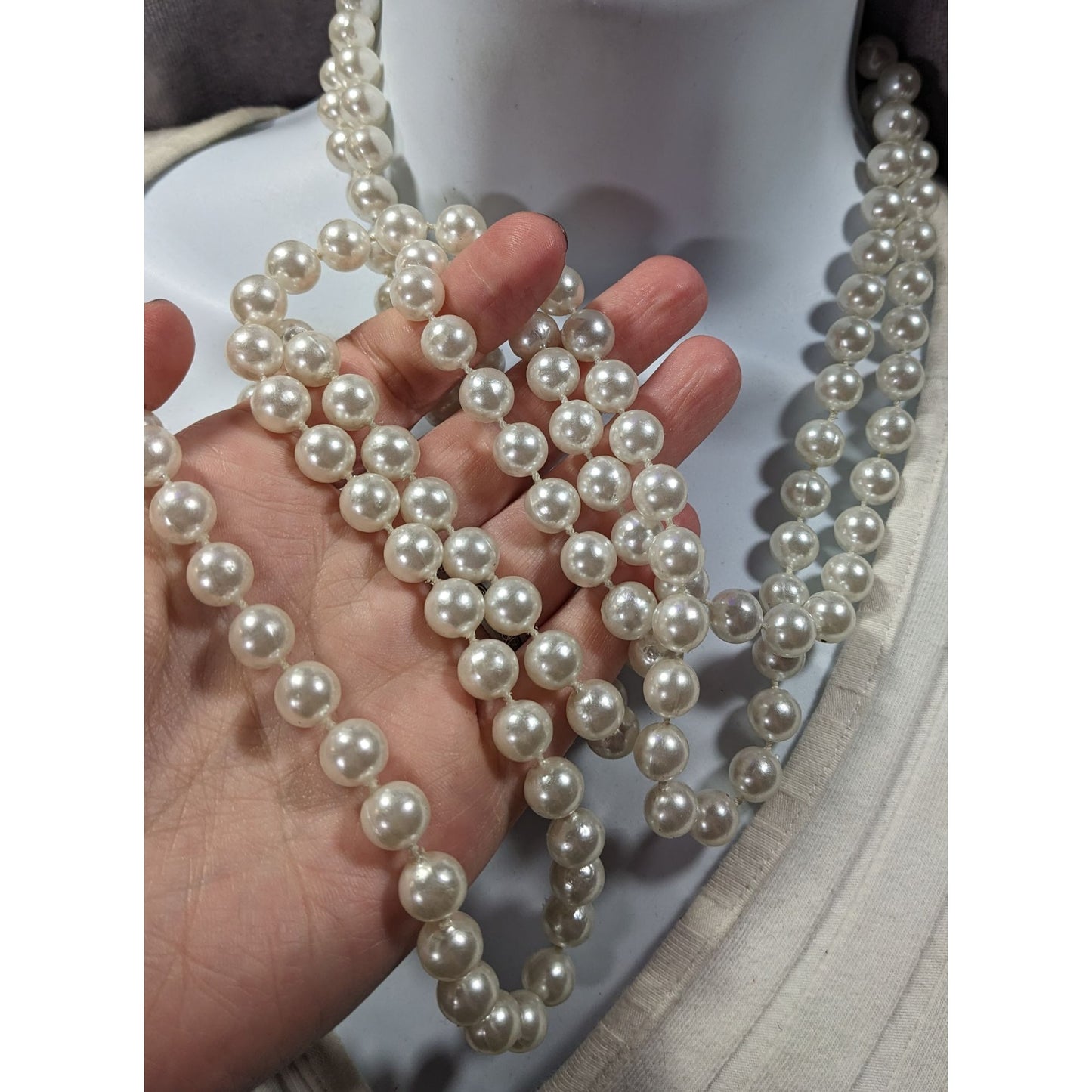 Extra Long Glam Beaded Faux Pearl Necklace