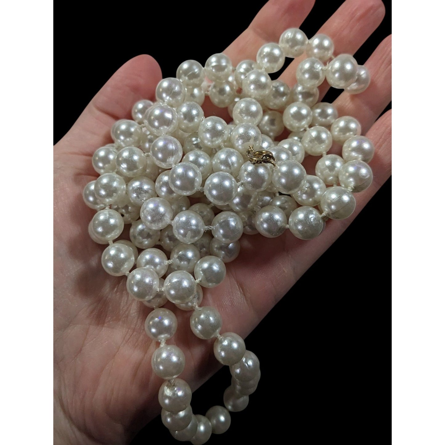 Extra Long Glam Beaded Faux Pearl Necklace