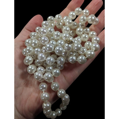 Extra Long Glam Beaded Faux Pearl Necklace