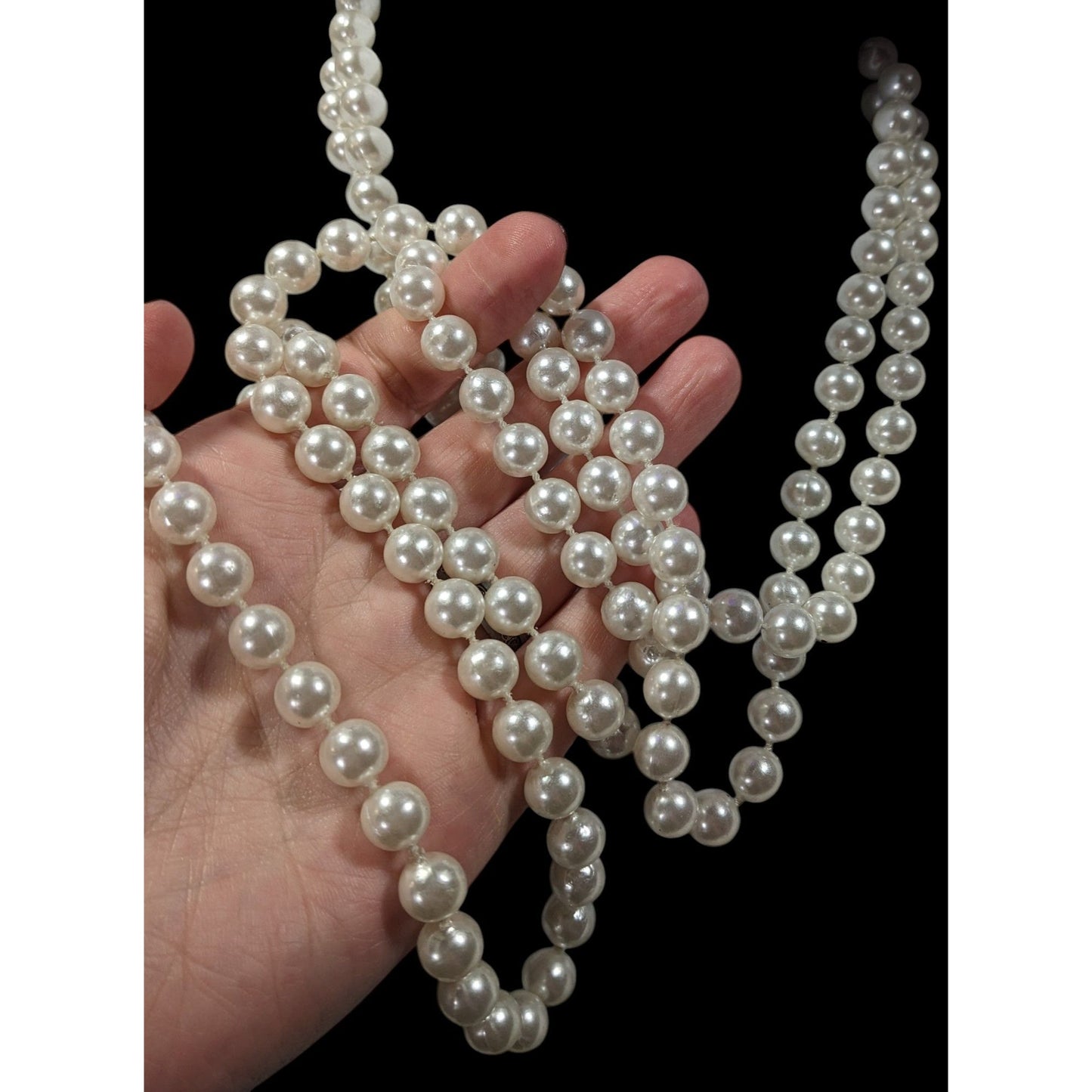 Extra Long Glam Beaded Faux Pearl Necklace