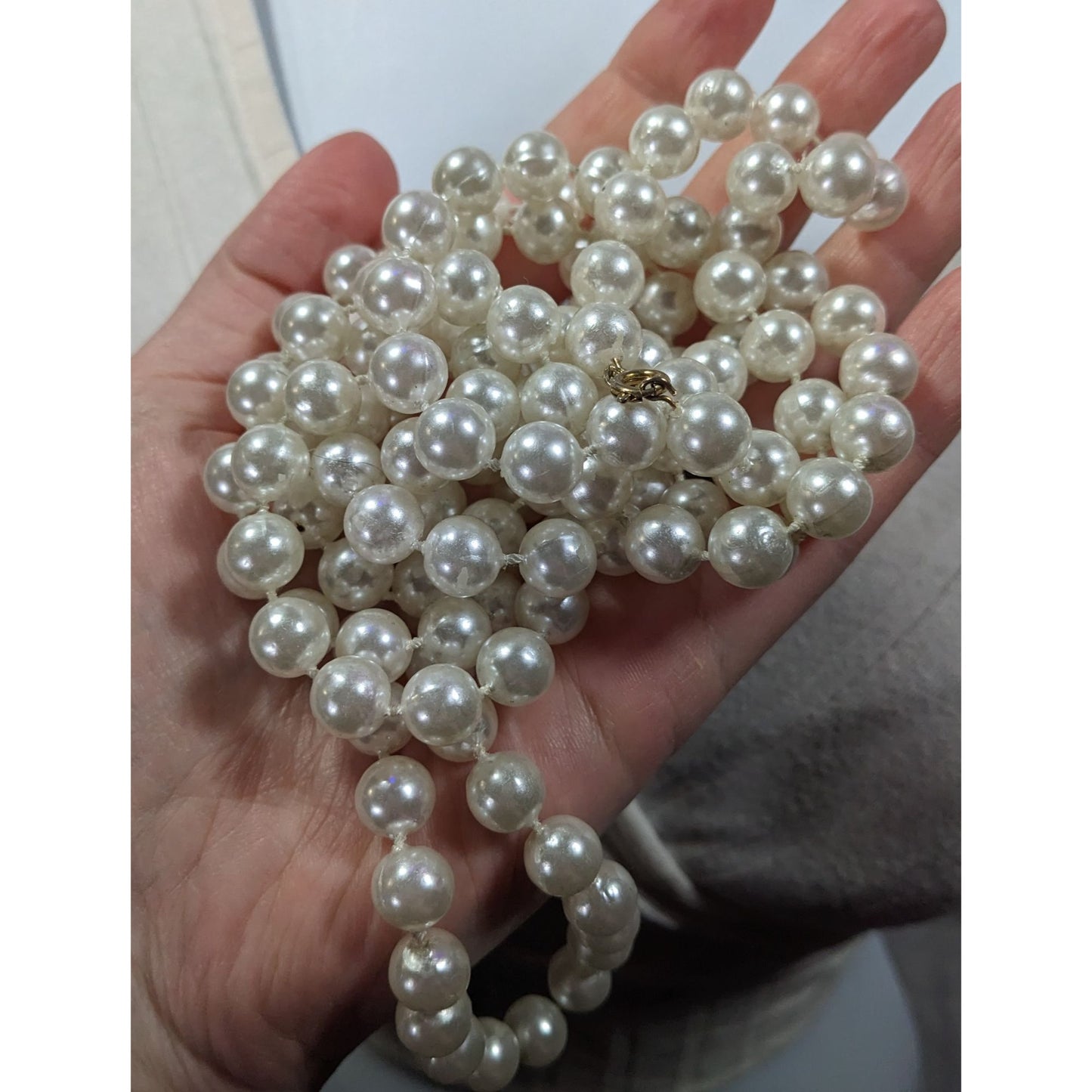 Extra Long Glam Beaded Faux Pearl Necklace