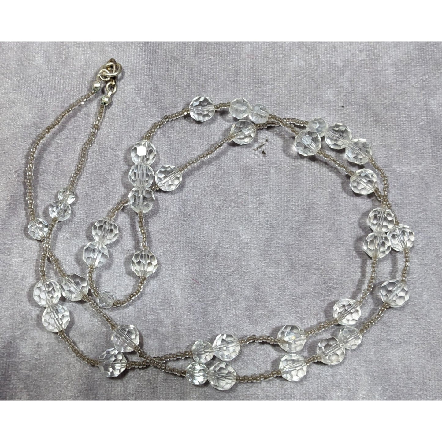 Elegant Clear Glass Beaded Station Necklace
