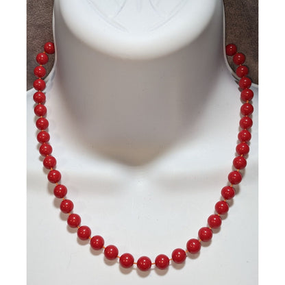 Simple Casual Red Beaded Necklace