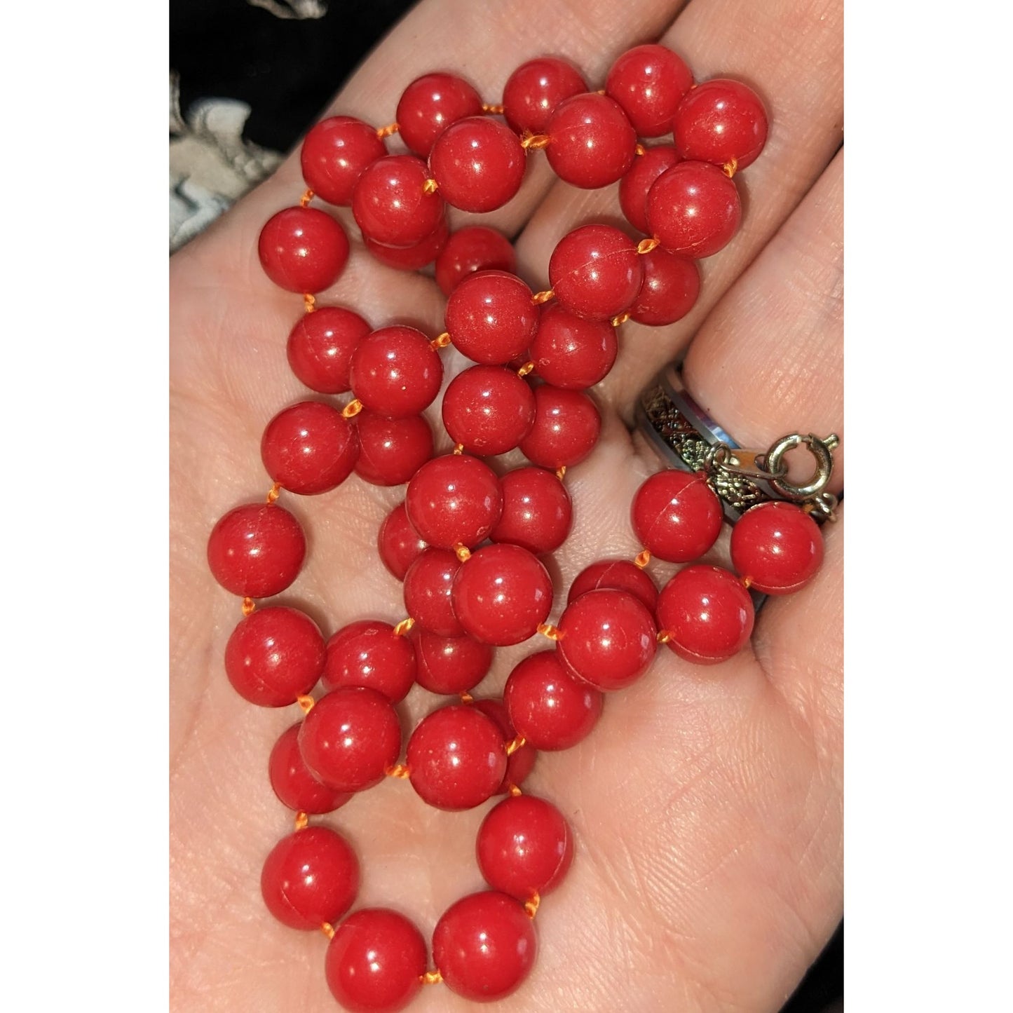 Simple Casual Red Beaded Necklace