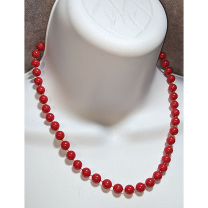Simple Casual Red Beaded Necklace