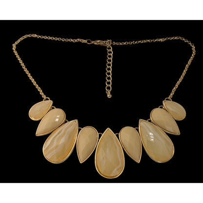 Y2K Style Teardrop Statement Necklace With Gold Tone Chain & Yellow Resin Accents