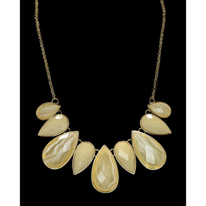 Y2K Style Teardrop Statement Necklace With Gold Tone Chain & Yellow Resin Accents