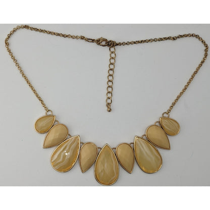Y2K Style Teardrop Statement Necklace With Gold Tone Chain & Yellow Resin Accents