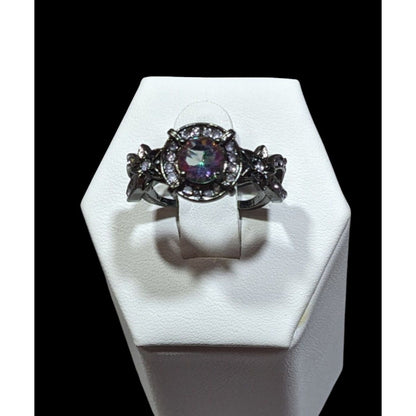 Gothic Purple Gemmed Ring With Star Accents Size 7.75