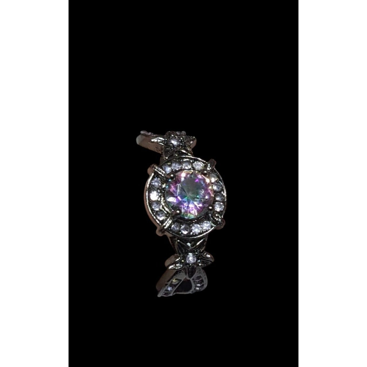 Gothic Purple Gemmed Ring With Star Accents Size 7.75