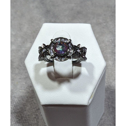 Gothic Purple Gemmed Ring With Star Accents Size 7.75