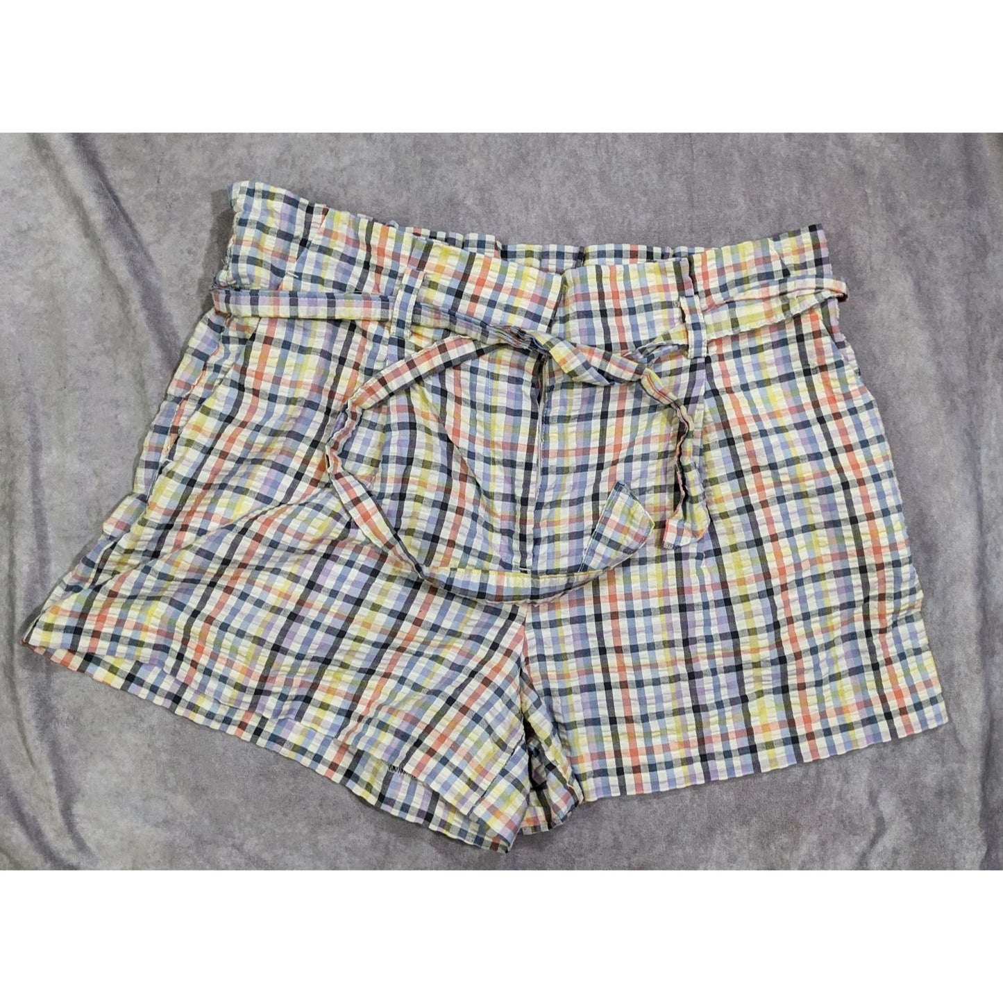 Preppy Rainbow Gingham Paperbag Shorts by Ann Taylor Loft