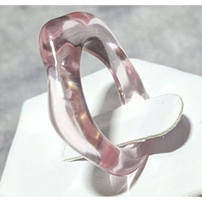 Abstract Pastel Pink Translucent Fashion Ring Size 8