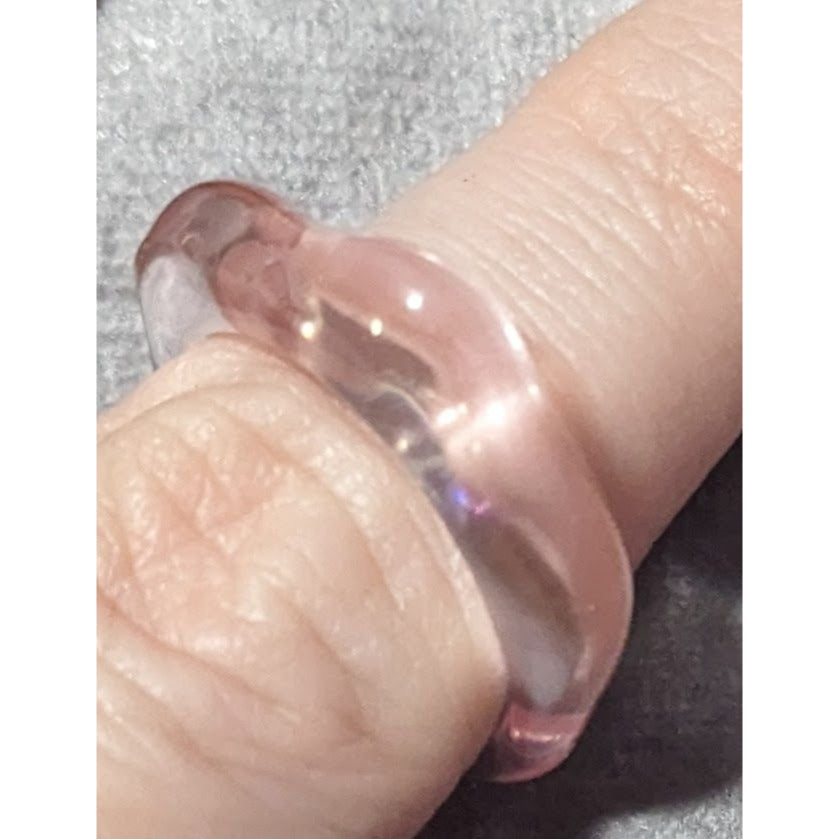 Abstract Pastel Pink Translucent Fashion Ring Size 8