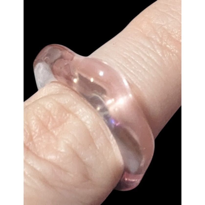 Abstract Pastel Pink Translucent Fashion Ring Size 8