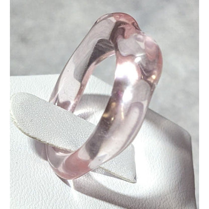 Abstract Pastel Pink Translucent Fashion Ring Size 8