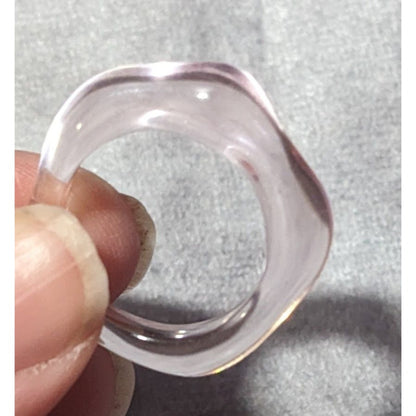 Abstract Pastel Pink Translucent Fashion Ring Size 8