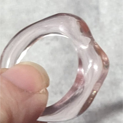 Abstract Pastel Pink Translucent Fashion Ring Size 8