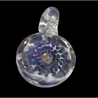 Floral Blue And Clear Lamp Work Glass Pendant