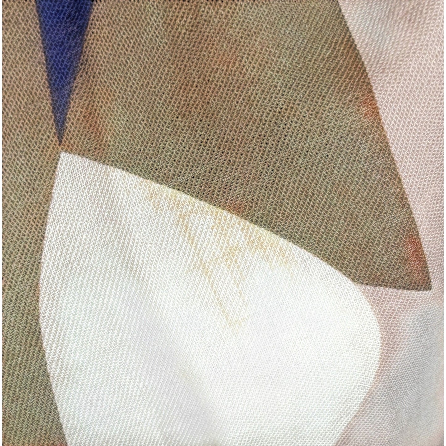 Vintage 70s Brown And Blue Abstract Geometric Scarf