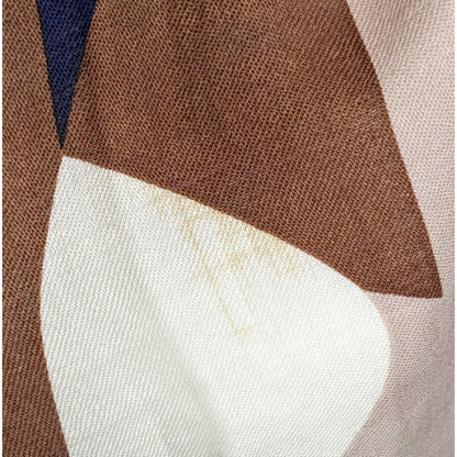 Vintage 70s Brown And Blue Abstract Geometric Scarf